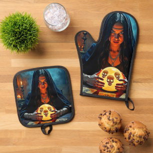 Mystic Psychic Fortune Teller Design Oven Mitt & Pot Holder Set