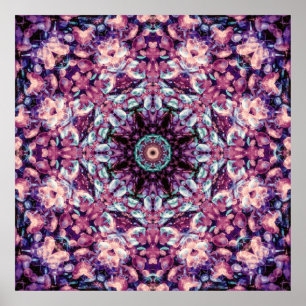 Mystic Purple Bioluminescent Kaleidoscope Art Poster