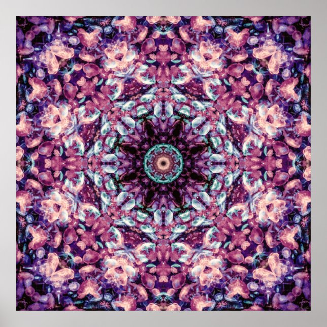 Mystic Purple Bioluminescent Kaleidoscope Art  Poster (Front)