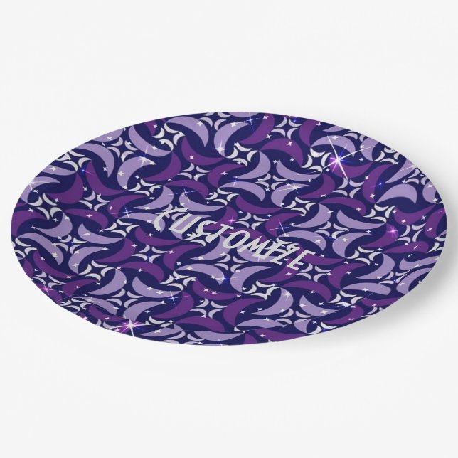 Mystic Purple Moons Pattern Paper Plates (Angled)