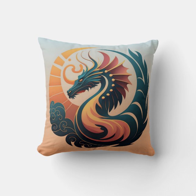 Mystic Radiance: Sunburst Dragon Emblem Cushion (Front)