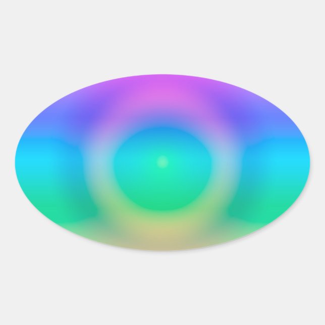 Mystic Rainbow Eye Ombre  Oval Sticker (Front)