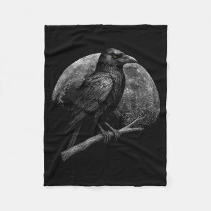 Mystic Raven Moon Dark Folklore Witchcraft Viking  Fleece Blanket