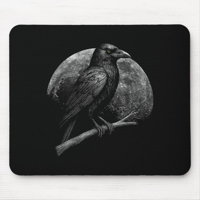 Mystic Raven Moon Dark Folklore Witchcraft Viking  Mouse Pad (Front)