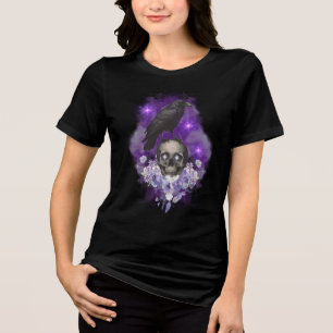 Mystic Raven & Skull – Gothic Celestial Elegance Tri-Blend Shirt