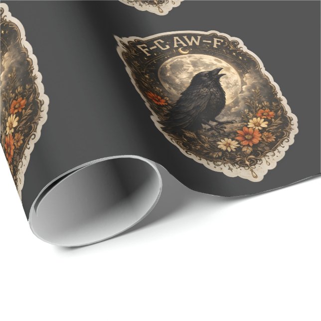 Mystic Raven Under Moon Dark Celestial Aesthetic Wrapping Paper (Roll Corner)