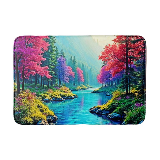 Mystic River Dreamy Forest Path Design Bath Mat (Front)