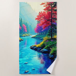 Mystic River Dreamy Forest Path Design Beach Towel