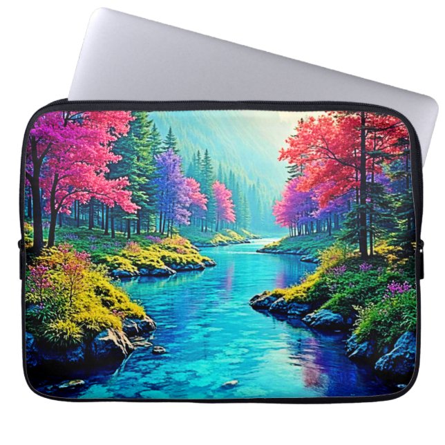 Mystic River Dreamy Forest Path Design Laptop Sleeve (Front)