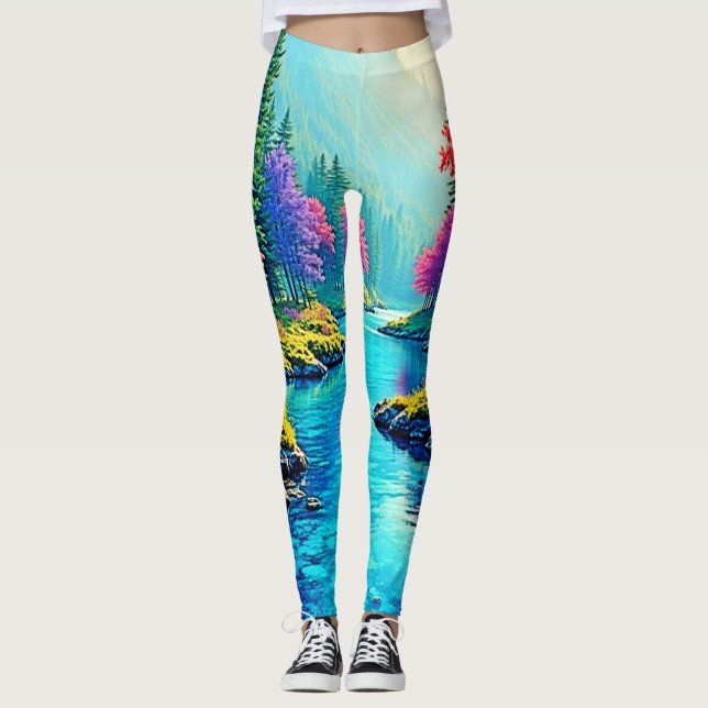 Mystic River Dreamy Forest Path Design Leggings (Front)