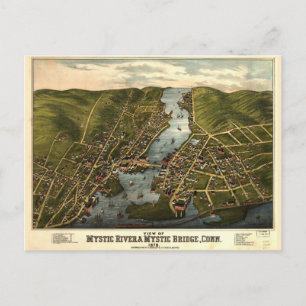 Mystic River & Mystic Bridge, Connecticut (1879) Postcard