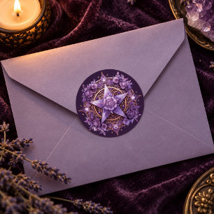 Mystic Rose Pentacle Sticker – Purple Witchy Seal