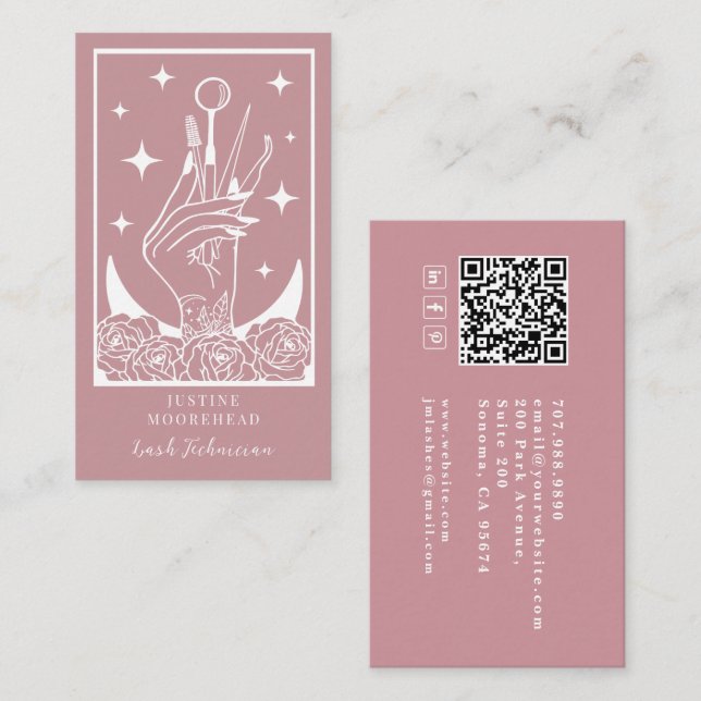 Mystic Rose Tarot Lash Tech Card (Front/Back)
