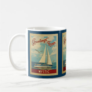 Mystic Sailboat Vintage Travel Connecticut Coffee Mug