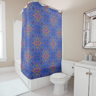 Mystic Script, Orange over Ocean Blue Shower Curtain
