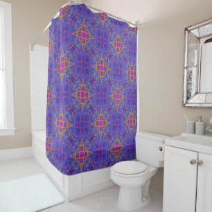 Mystic Script, Orange over Purple Shower Curtain