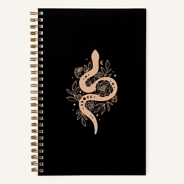 Mystic Serpent Journal | Black & Rose | Lined Note (Front)