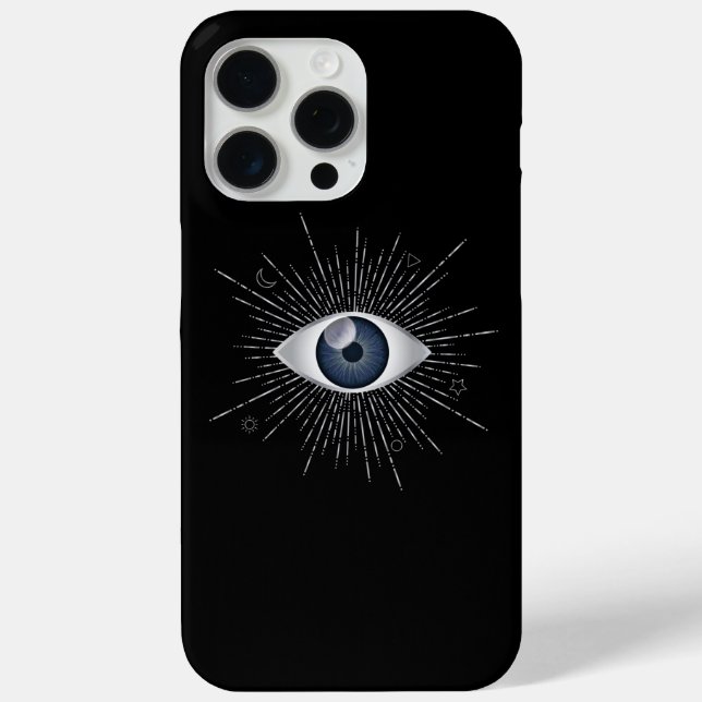 Mystic Silver & Blue Evil Eye Nazar Mati on Black Case-Mate iPhone Case (Back)
