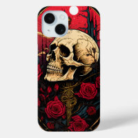 Mystic Skull Red Roses on Skeleton Dark Academia