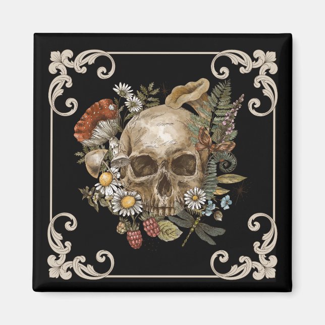 Mystic Skull Vintage Black Magnet (Front)