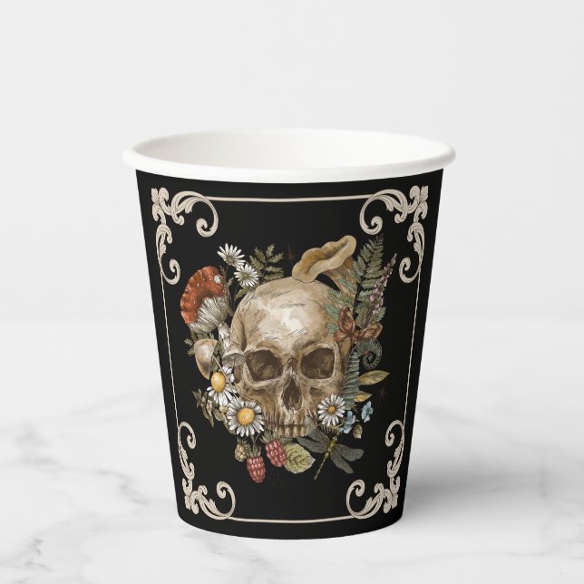 Mystic Skull Vintage Black Paper Cups (Front)