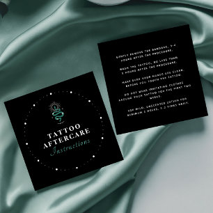 Mystic Snake Green Tattoo Aftercare Instructions Square Business Card