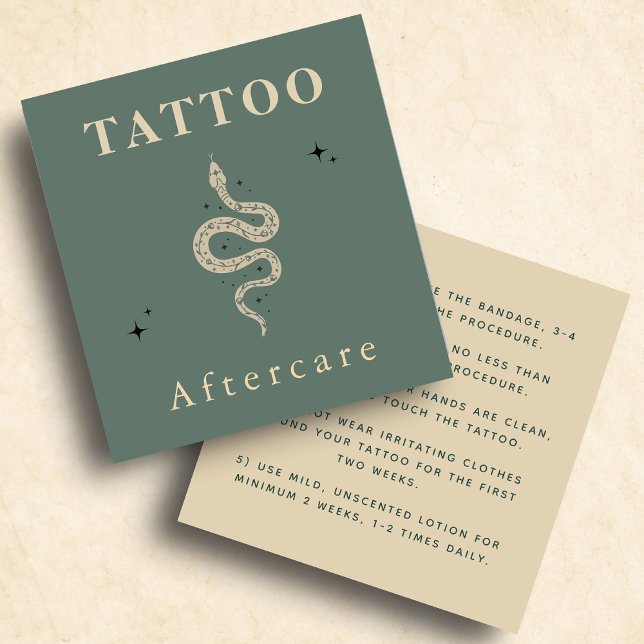 Mystic Snake Tattoo Aftercare Instructions Trendy Square Business Card (Creator Uploaded)