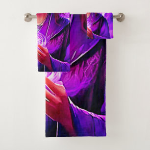 Mystic Sorceress with Glowing Aura Bath Towel Set