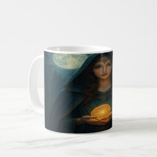 Mystic Sorceress with Glowing Orb Coffee Mug