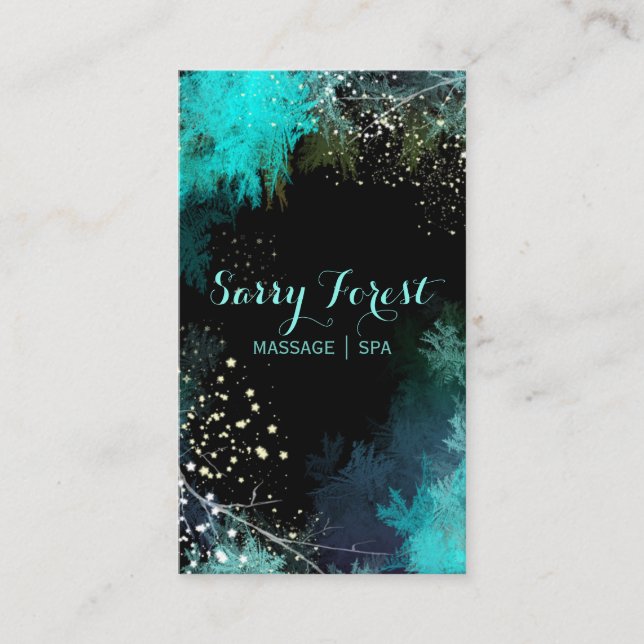 Mystic Starry Forest Massage Therapy Business Card (Front)