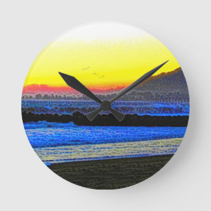 Mystic Sunset Round Clock