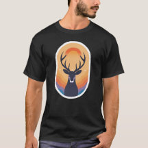 Mystic Sunset Stag Retro Boho Deer Silhouette Art
