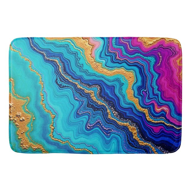 Mystic Teal & Gold Energy Bath Mat (Front)