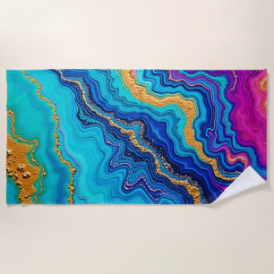 Mystic Teal & Gold Energy Beach Towel