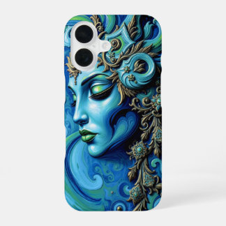 Mystic Teal & Gold Fantasy Goddess Elegant iPhone 16 Case