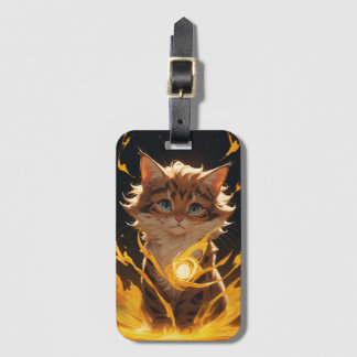Mystic Tiger Cat Fire Familiar Luggage Tag