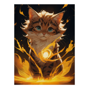 Mystic Tiger Cat Fire Familiar Poster