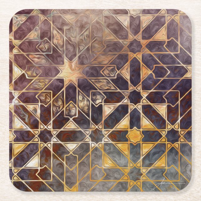 Mystic Tiles I Square Paper Coaster (Front)