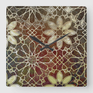 Mystic Tiles II Square Wall Clock