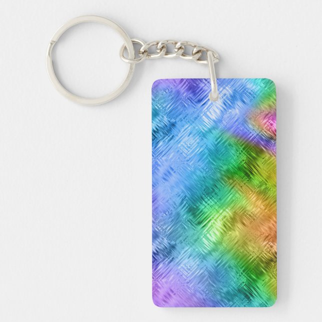 Mystic Topaz Blue Glassy Texture Key Ring (Front)