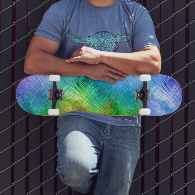 Mystic Topaz Blue Glassy Texture Skateboard (Outdoor 3)