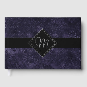 Mystic-Topaz Ombre Blue Purple Pink Monogram Guest Book