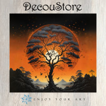 Mystic Tree at Sunset Decoupage