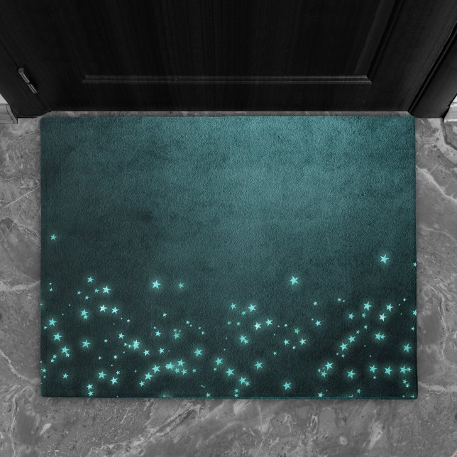 Mystic Twilight Stars | Deep Teal Green Neon Glow Doormat (Creator Uploaded)