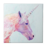 Mystic Unicorn Tile<br><div class="desc">Mystic Unicorn I by Victoria Borges. Features a pink and purple unicorn with paintbrush-like strokes.</div>