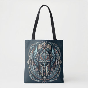 Mystic Viking Rune Helmet Tote Bag
