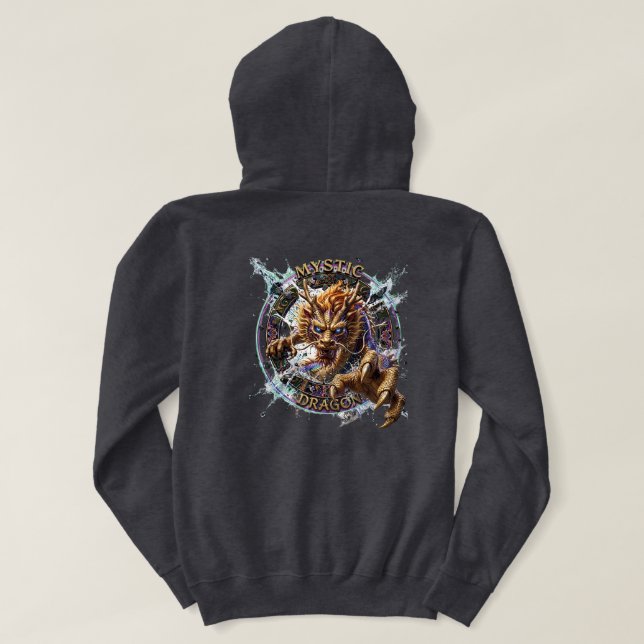 Mystic Water Dragon Fantasy Art Hoodie (Design Back)