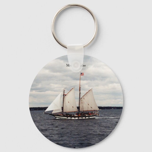 Mystic Whaler button key chain (Front)