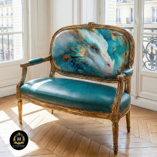 Mystic White Teal Dragon Decoupage Tissue Paper