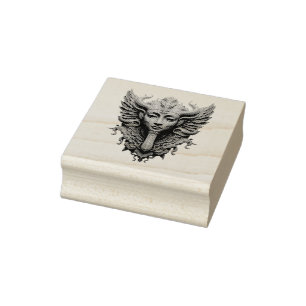 Mystic Winged Deity Rubber Stamp